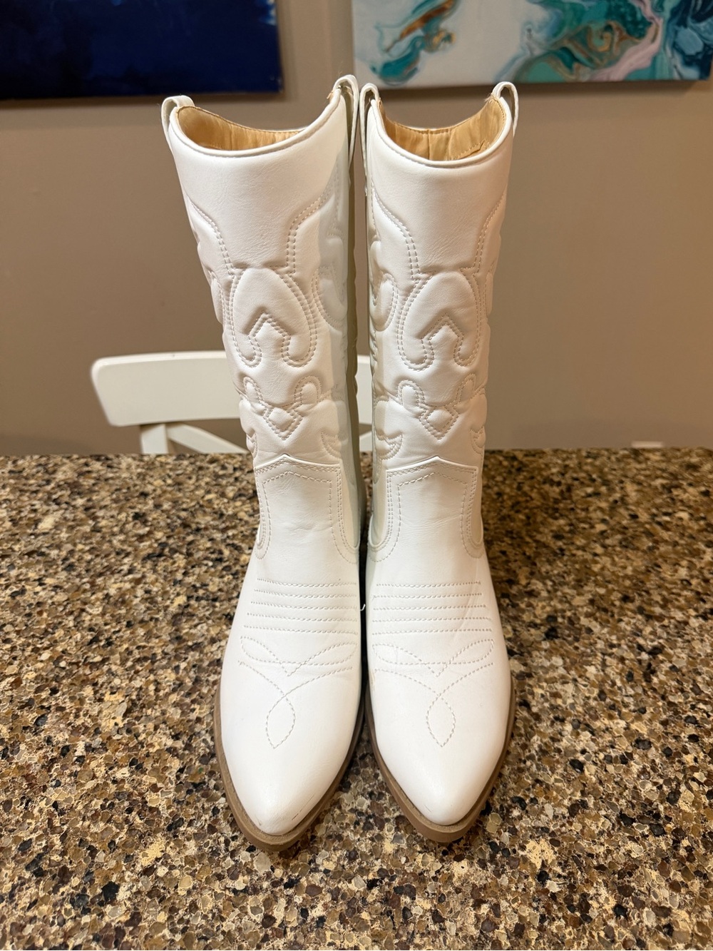 Soda Brand White Western Knee-High Cowgirl Boots